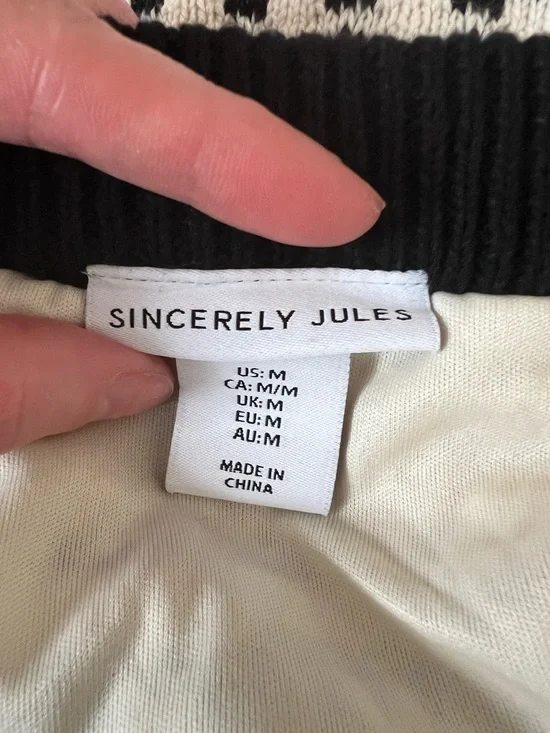 Sincerely Jules Cream and Black Crochet Crop Top with Matching Skirt - Picture 2 of 7